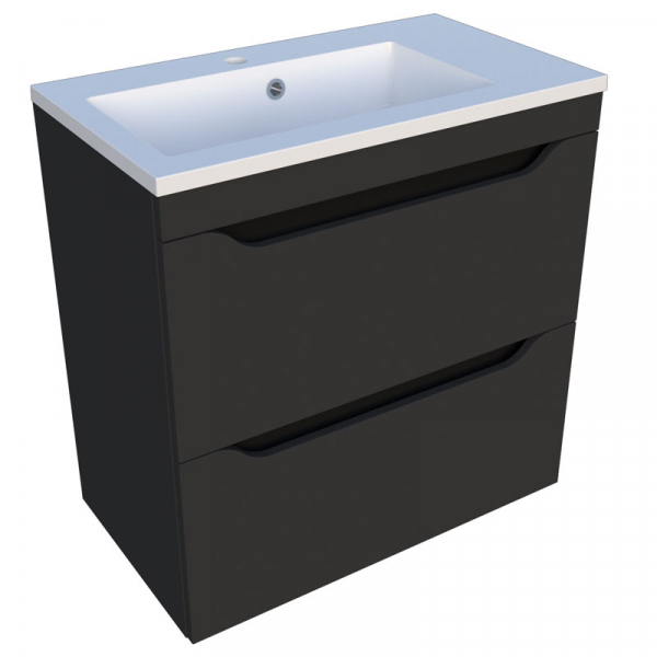 Тумба Fancy Marble Smith 700 сіра з умивальником Fina Line, профіль білий, сірий, чорний