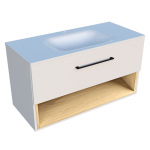 Тумба Fancy Marble Mill біла 1000 з умивальником Jessel 1000 (дерев'яна полка)