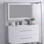 Комплект мебели Fancy Marble для ванной комнаты: тумба Barbados 120 ШН-8 с раковиной Nadja 120 (0212101) c зеркалом в рамке Белая