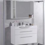Комплект мебели Fancy Marble для ванной комнаты: тумба Sumatra 2 ШН-309 с раковиной Carme 980C (3410101) и LED зеркальным шкафом ШЗ-98 Белый