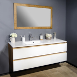 Комплект меблів Fancy Marble для ванної кімнати: тумба 1500L/R з умивальником і дзеркалом
