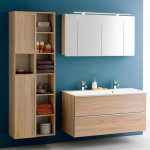 Комплект мебели для ванной комнаты под заказ (Тумба с умывальником, два пенала и зеркальный шкафчик)