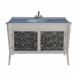 Тумба зі стільницею і умивальником Olvio (Atoll) Valencia 130 bianco (патина чорна)