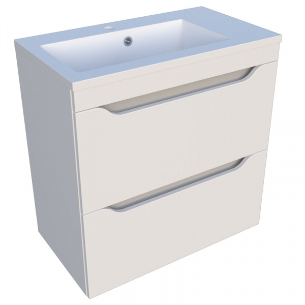 Тумба Fancy Marble Smith 700 біла з умивальником Fina Line, профіль білий, сірий, чорний